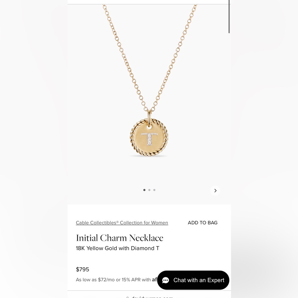 David Yurman Initial Monogram Necklace